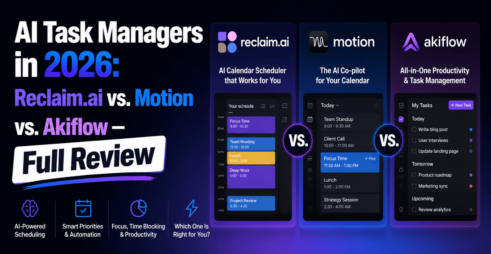AI Task Managers in 2026: Reclaim.ai vs. Motion vs. Akiflow — Full Review