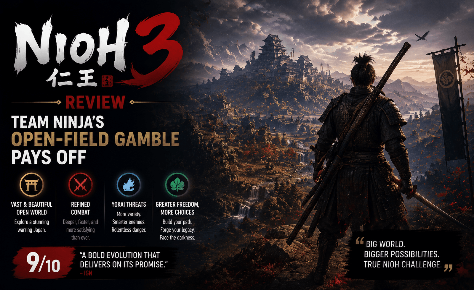 Nioh 3 Review: Team Ninja's Open-Field Gamble Pays Off